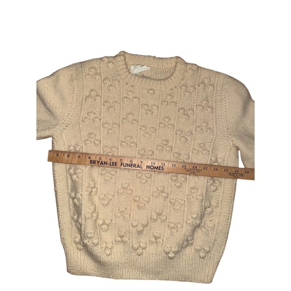 Nordstrom Vintage Sweater Womens M Ivory Bobble Knit Crewneck Pullover - Picture 5 of 10